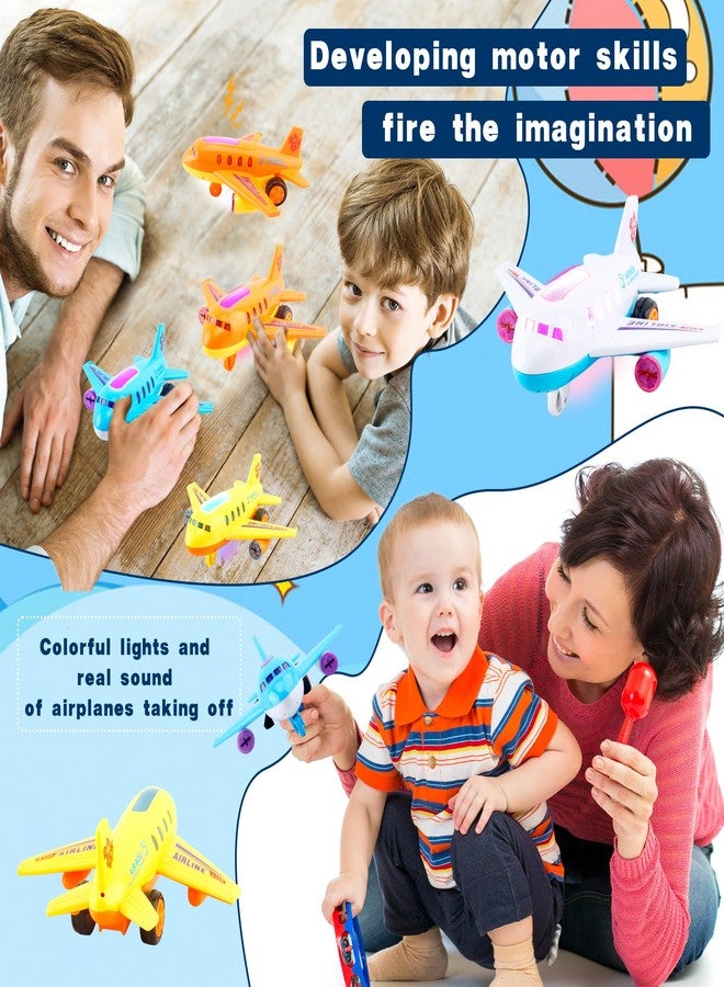 Drayear 4 Pack Light Up Airplane Toys Friction Powered Push Airplane Toy with Lights and Sounds for Kids Birthday Christmas Children's Day Gift Early Educational Toys - Image 4